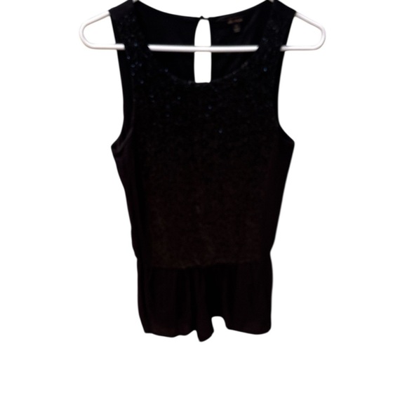 Ella Moss Black Sequin Peplum Tank Top - Picture 1 of 10
